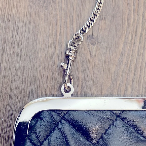 Giani Bernini Navy Blue Quilted Purse w/ Silver Chain from Macy’s. - Picture 2 of 5